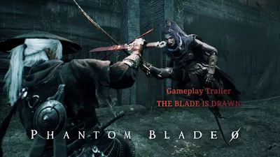 A close-range sword clash in a dim teal-lit interior with a horned opponent.