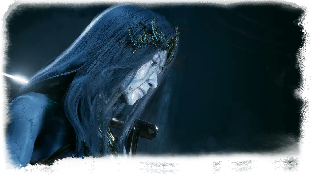 A spectral figure in cold blue light.